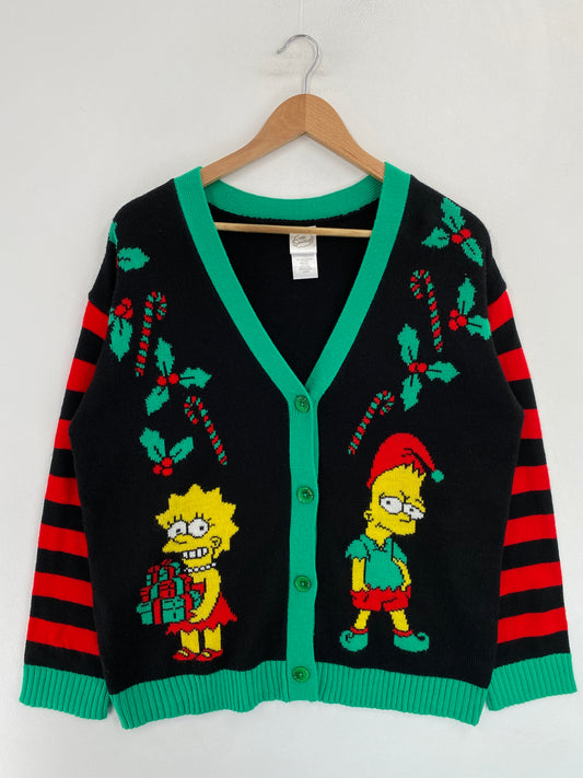 Vintage THE SIMPSONS CHRISTMAS Size L Vintage Cardigan / G5215S