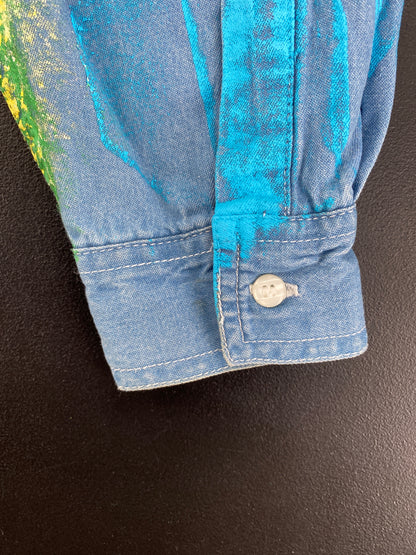 90's KOLORWAY Made in USA Size L Denim Button Down Shirt / G1879B