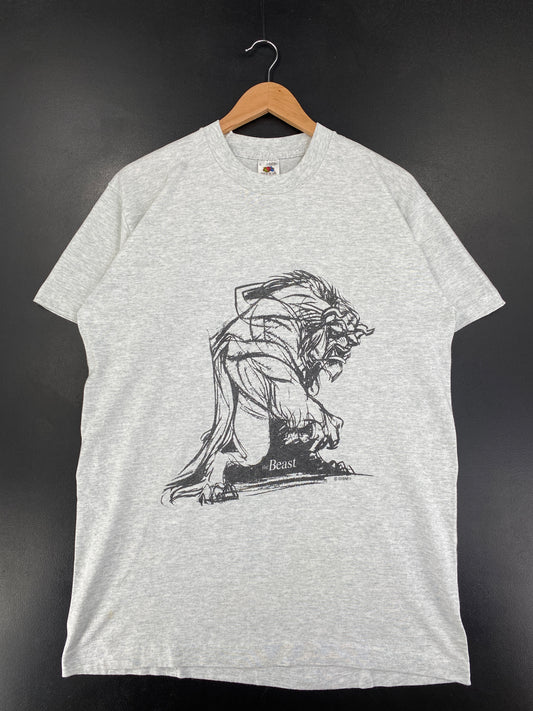90's DISNEY BEAUTY AND BEAST Made in USA Size L Vintage T-Shirt / G1938T