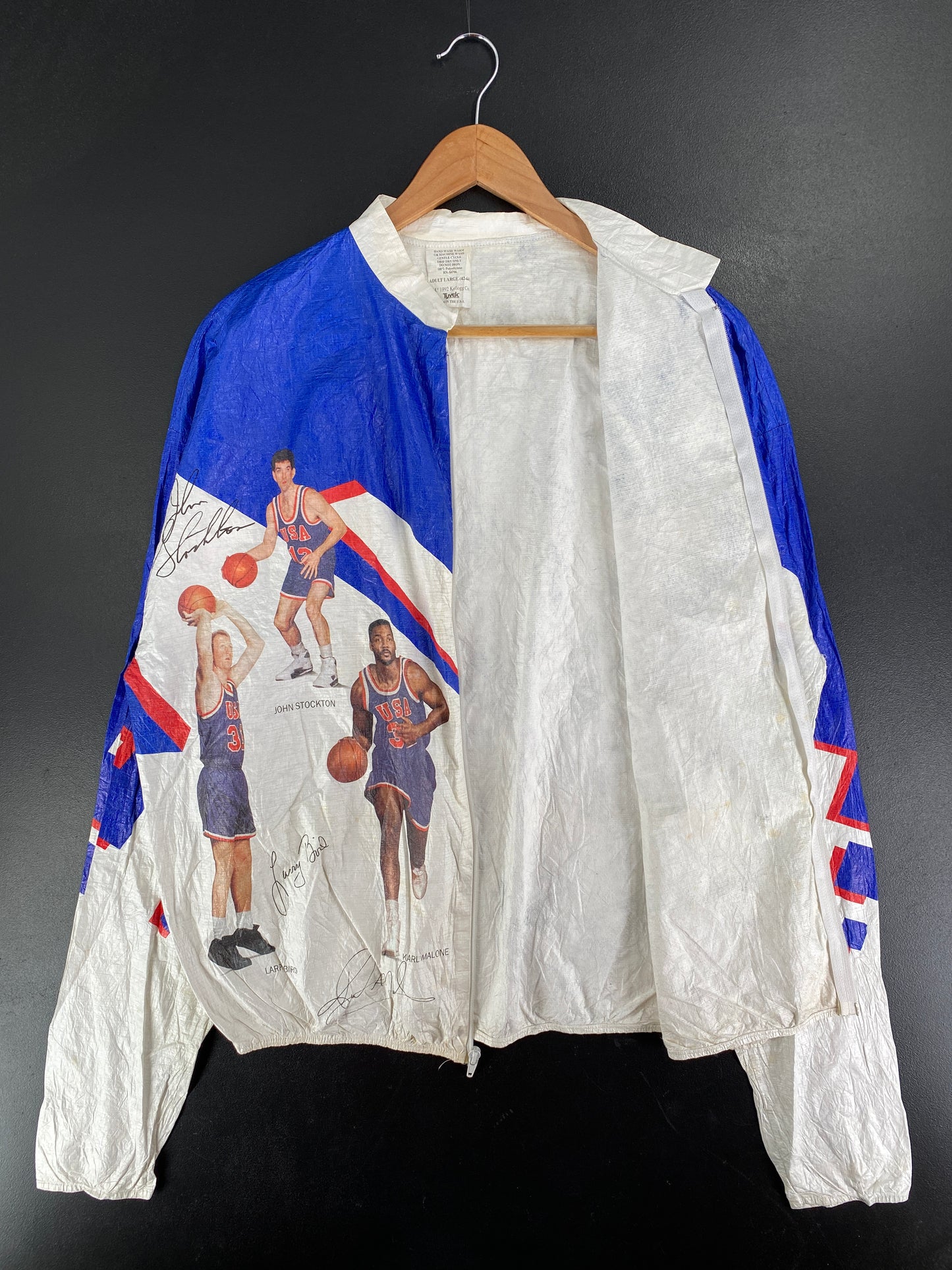 1992 U.S OLYMPIC TEAM BASKET BALL Made in USA Size L Vintage Zip-Up Paper Jacket / F6438S