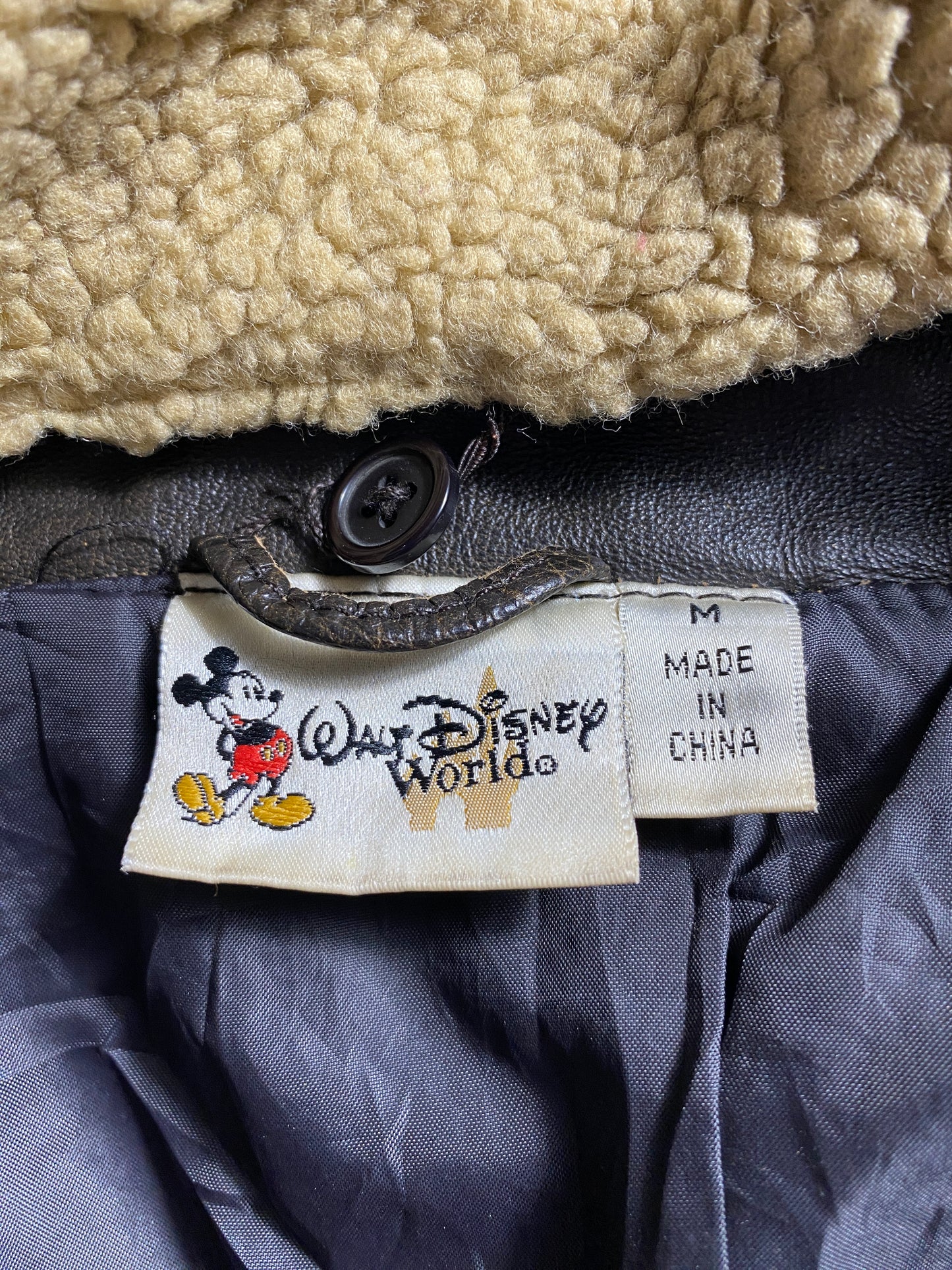Vintage WALT DISNEY WORLD Size M Leather Jacket / G4909J