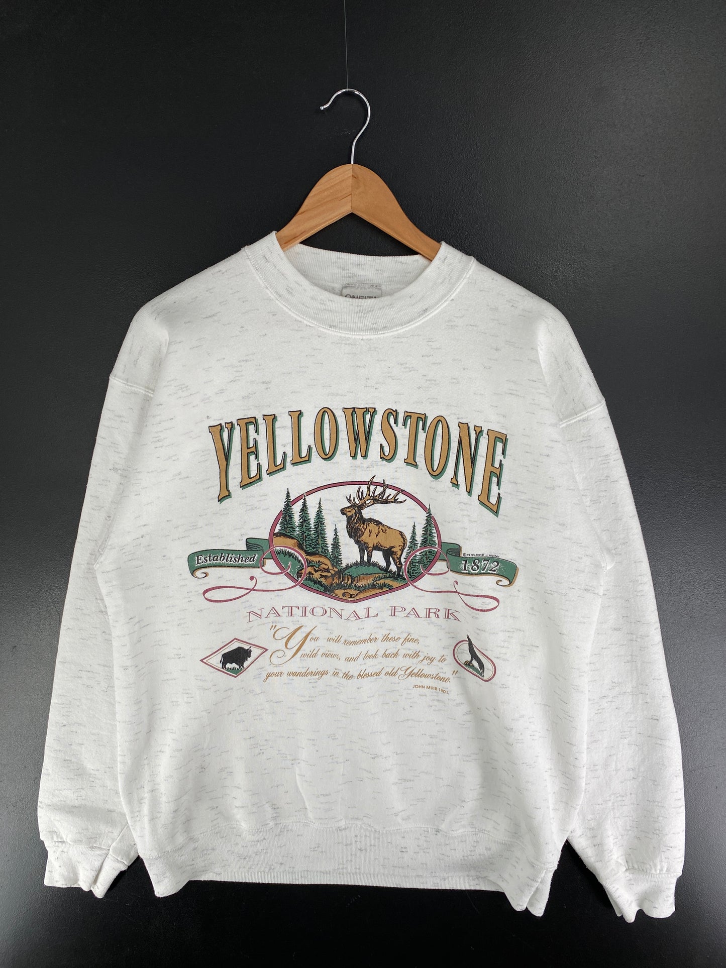 90's YELLOW STONE NATIONAL PARK Made in USA Size L Animal Sweat-Shirt / F6602S