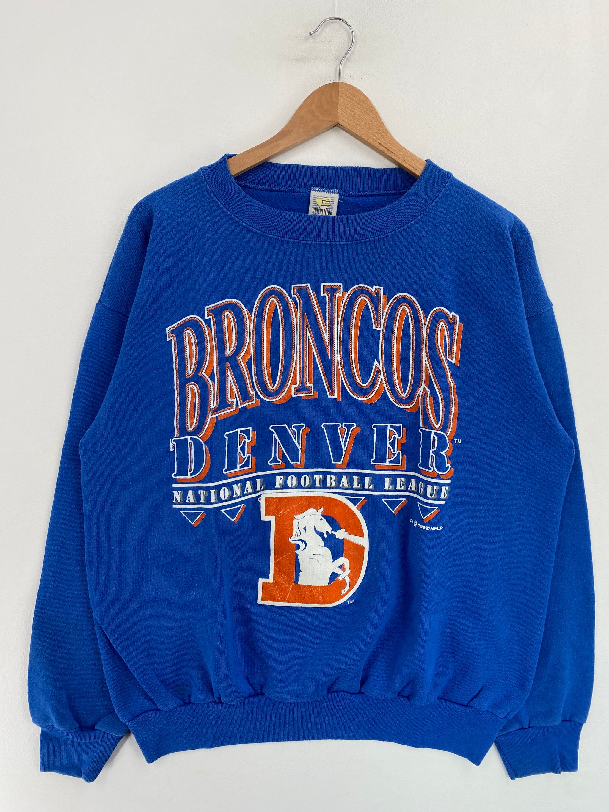 Vintage 1990's Denver Broncos NFL By Garan Inc. Sweatshirt, Vintage Football, Colorado, Color Block, Made in hot USA, American Sportswear