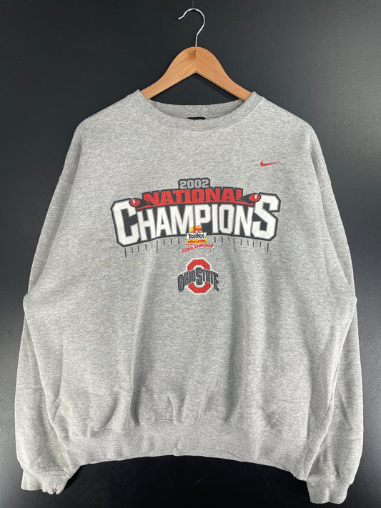 2002 NIKE x OHIO STATE FIESTA BOWL NATIONAL CHAMPIONS Size XL Vintage College Sweat-Shirt / F7796S