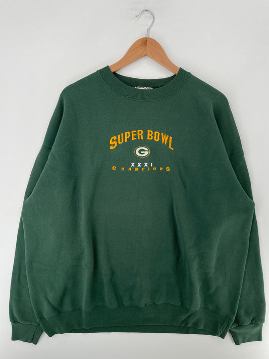 90's GREEN BAY PACKERS SUPER BOWL CHAMPIONS Made in USA Size XXL Vintage NFL Sweat-shirt / F7860S