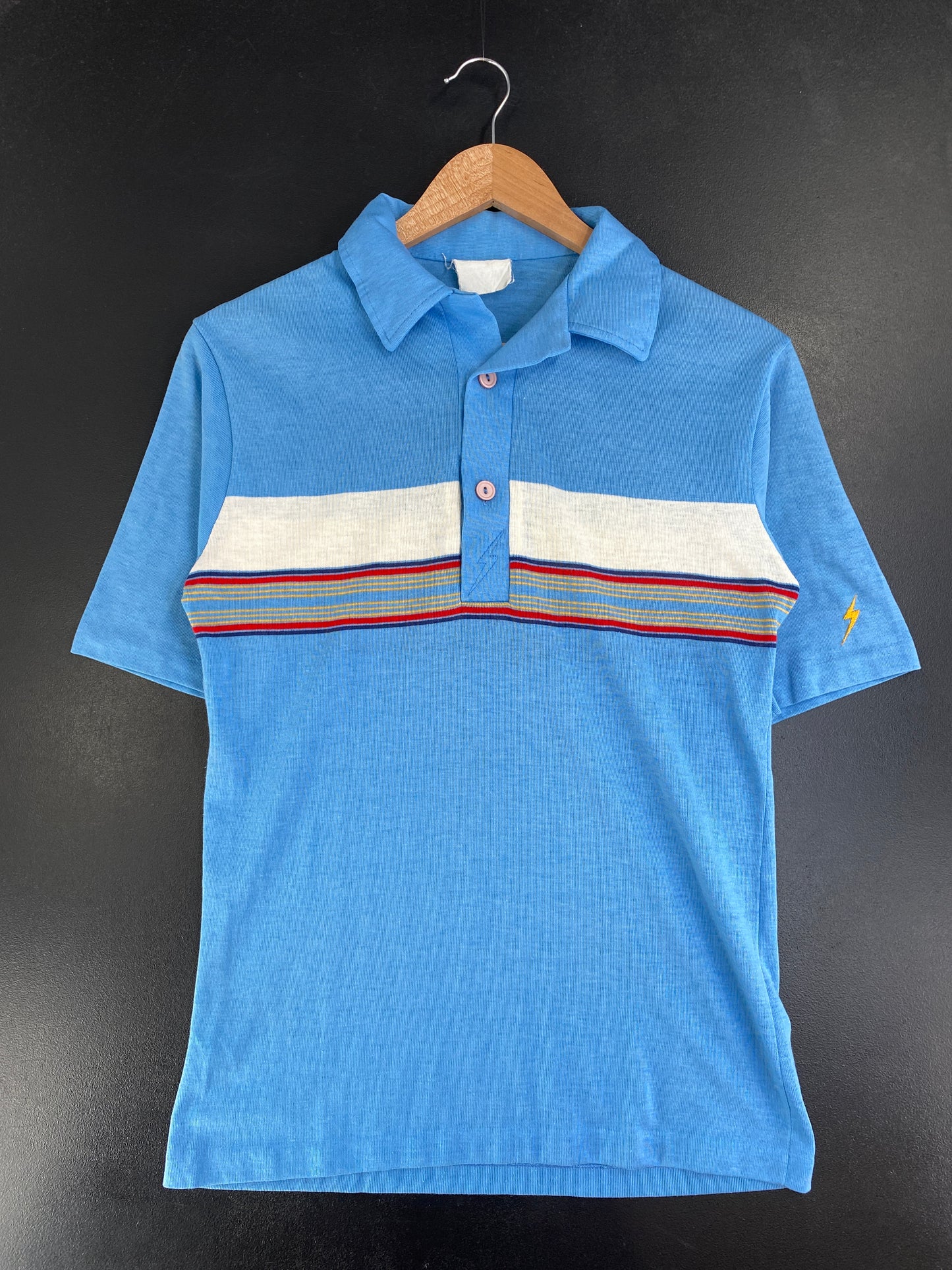 70’s Lightning Bolt Size No Tag (Approx.S) Polo Shirt / G2964B