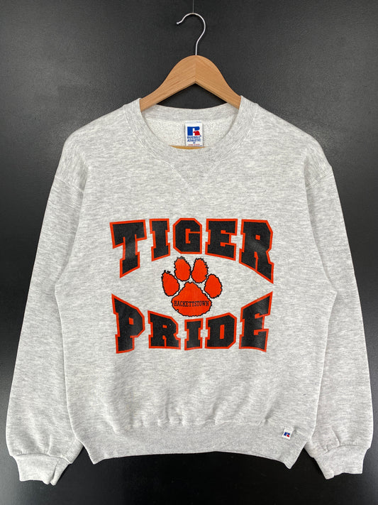 90's RUSSELL x HACKETTSTOWN TIGER PRIDE Made in USA Size M Vintage College Sweat-Shirt / G5587S