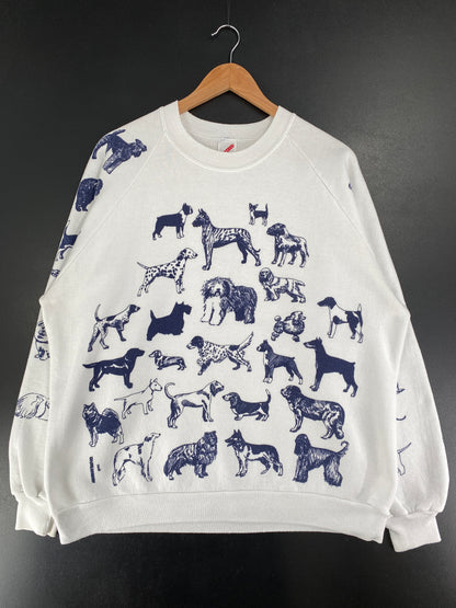 90's DOGS Made in USA Size XL Vintage Animal Sweat-Shirt / G3753S