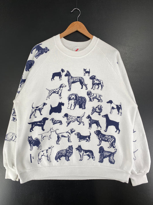 90's DOGS Made in USA Size XL Vintage Animal Sweat-Shirt / G3753S