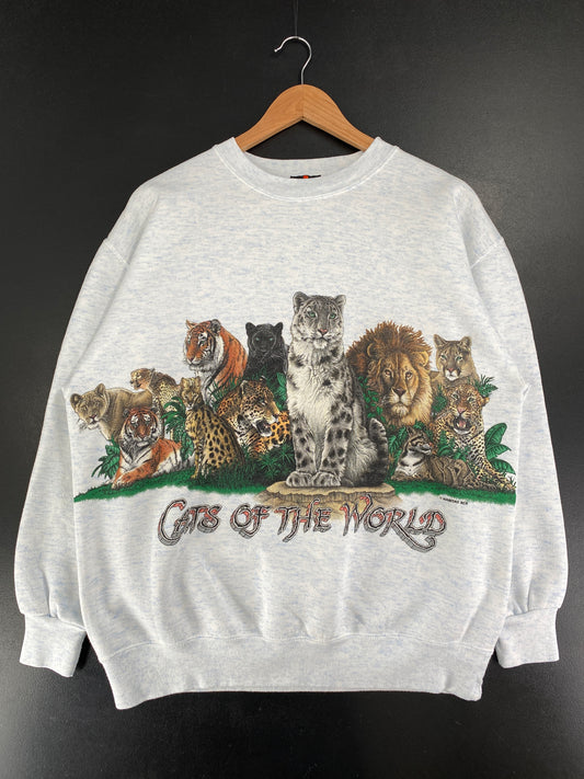 Vintage CATS OF THE WORLD Size L Animal Sweat-Shirt / G3752S