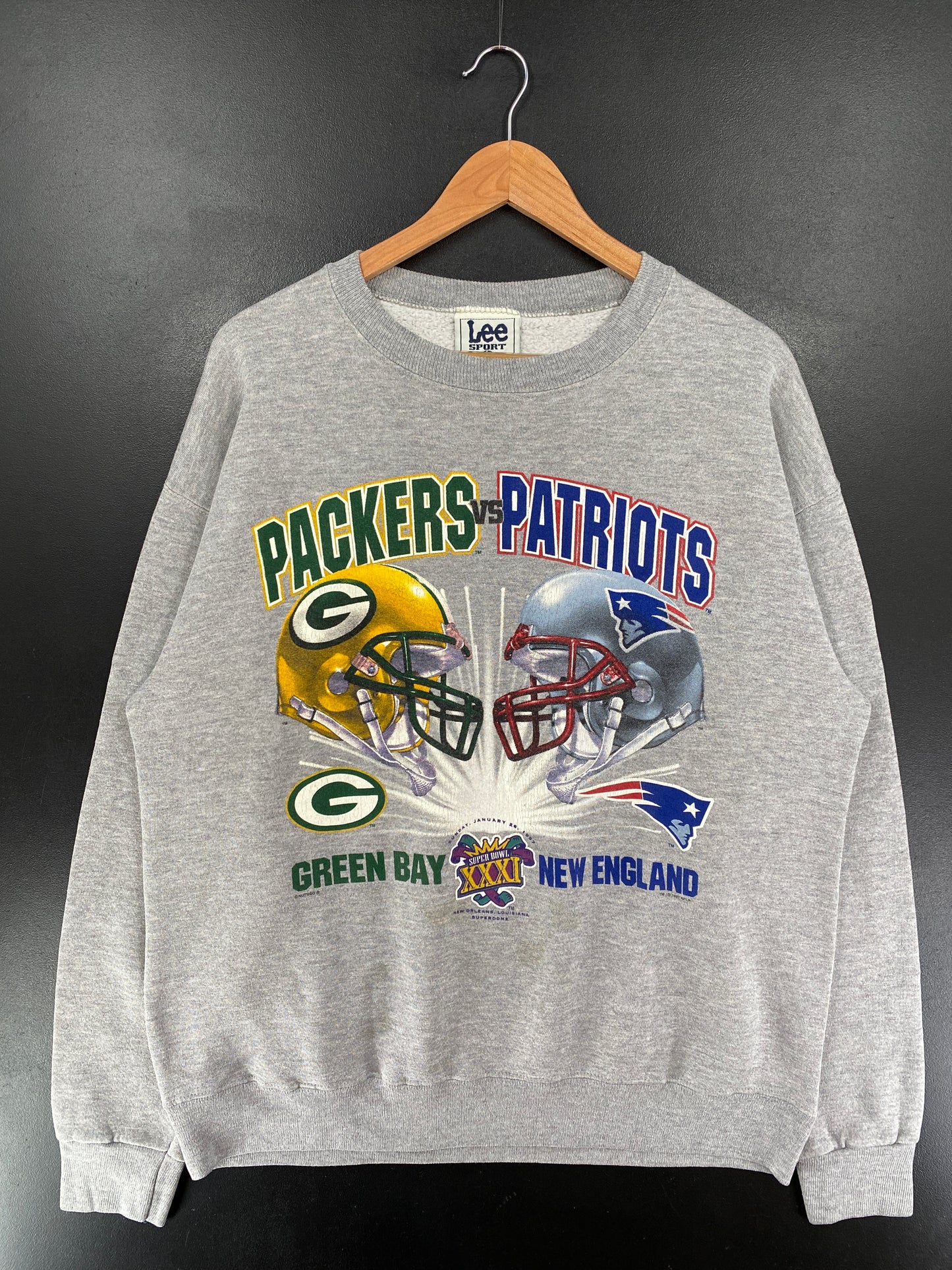 1997 PACKERS vs PATRIOTS Made in USA Size L Vintage NFL Sweat-Shirt / G5653S