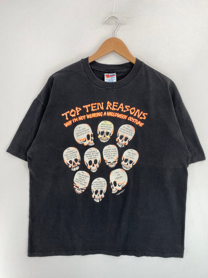90's HALLOWEEN SKULLS Made in USA Size XL Vintage T-Shirt / G3949T