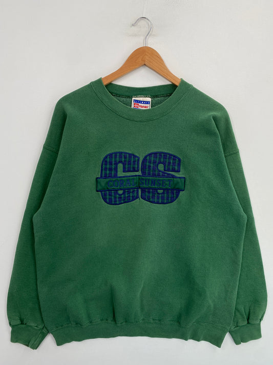 90's CORAL SUNSET Size Approx.XL Vintage College Sweat-shirt / G5752S
