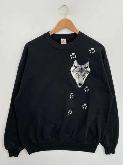 90's WOLF Made in USA Size XL Vintage Animal Sweat-Shirt / G5856S