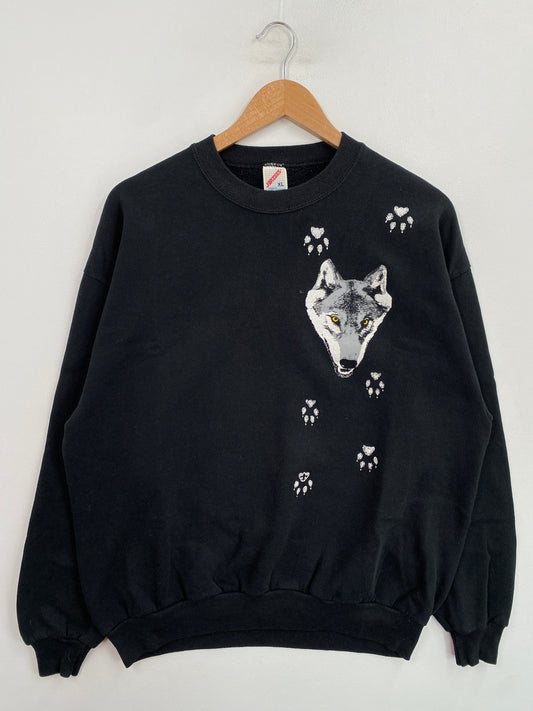 90's WOLF Made in USA Size XL Vintage Animal Sweat-Shirt / G5856S