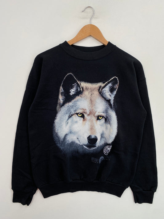 90's WOLF Made in USA Size L Vintage Animal Sweat-Shirt / G5859S