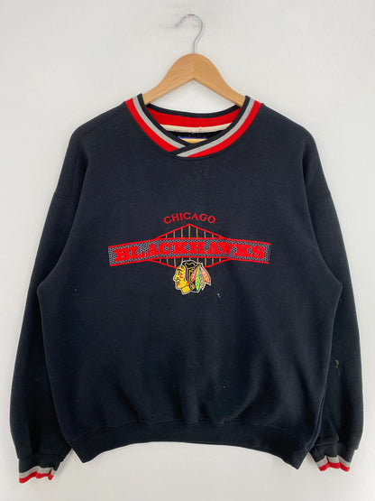 90’s STARTER x CHICAGO BLACKHAWKS Size L Vintage NHL Sweat-shirt / G6054S