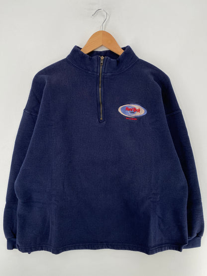00' HARD ROCK Size M Vintage Half Zip Sweat-shirt / F8522S