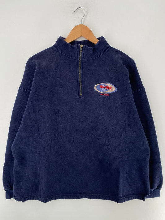 00' HARD ROCK Size M Vintage Half Zip Sweat-shirt / F8522S