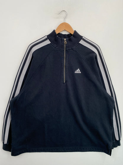90’s ADIDAS Size XL Vintage Half Zip-up Sweat-Shirt / G7249S
