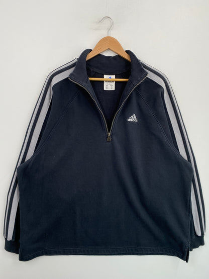 90’s ADIDAS Size XL Vintage Half Zip-up Sweat-Shirt / G7249S