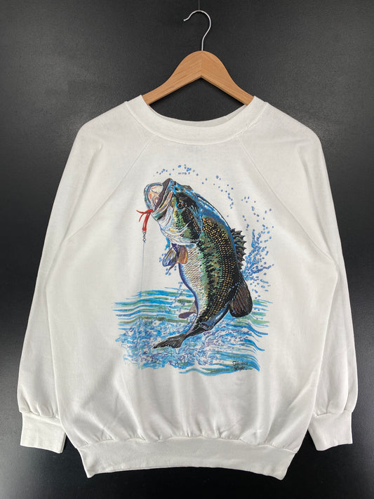 90's BASS Made in USA Size XL Vintage Animal Sweat Shirt / G6001S