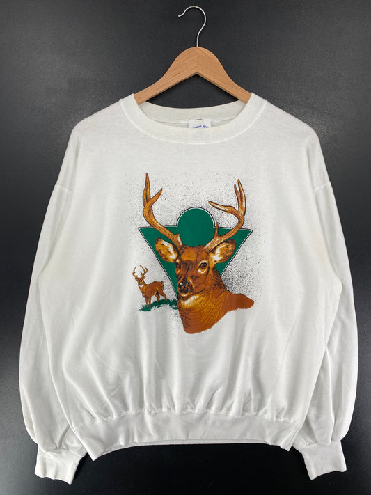 90's DEER Made in USA Size L Vintage Animal Sweat-Shirt / G6003S