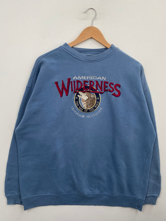 Vintage WOLF AMERICAN WILDERNESS Size XL Animal Sweat-Shirt / G6009S