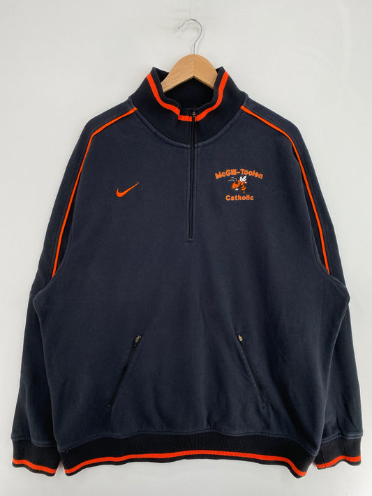 Vintage NIKE MCGILL TOOLEN CATHOLIC Size XXL Half Zip-up Sweat-shirt / G2140S