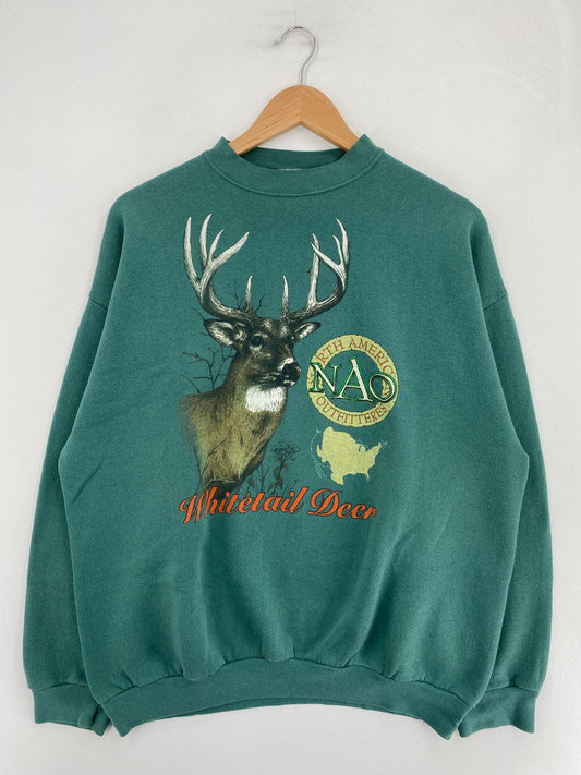 90's WHITETAIL DEER Made in USA Size XL Vintage Sweat-shirt / G2183S