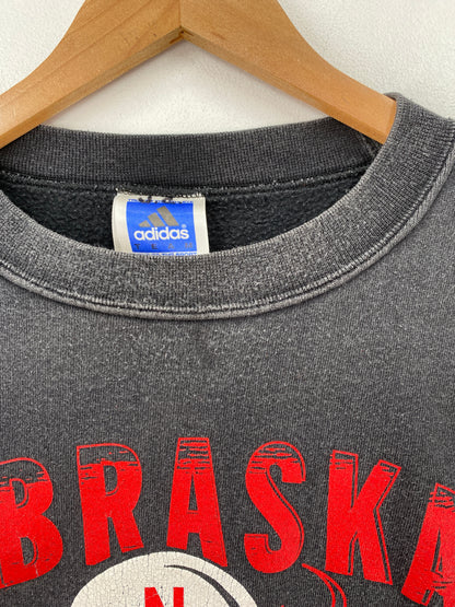 Vintage ADIDAS X NEBRASKA BLACK SHIRTS  Size XL College Sweat-shirt / G4060S