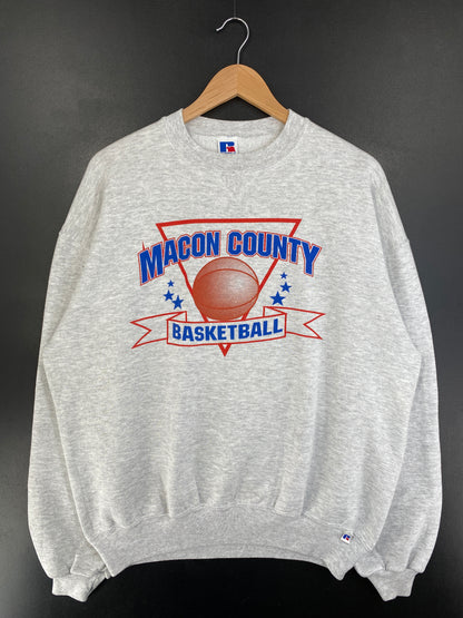 90's RUSSELL x MACON COUNTY BASKETBALL Made in USA Size XL Vintage Sweat-Shirt / G2249S