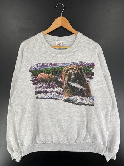 90's BEAR ALASKA Made in USA Size XXL Vintage Animal Sweat-Shirt / F981S