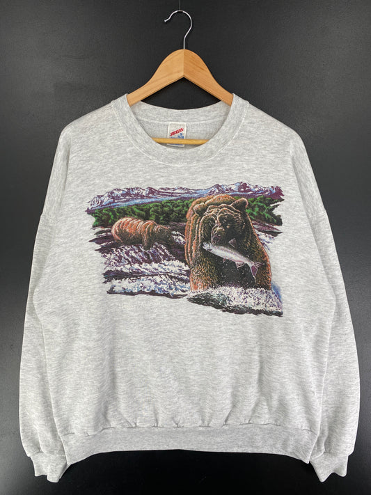 90's BEAR ALASKA Made in USA Size XXL Vintage Animal Sweat-Shirt / F981S