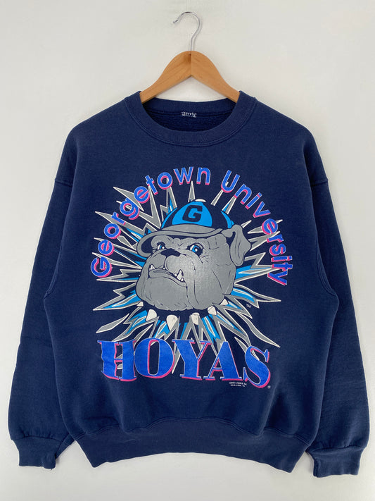 90’s GEORGETOWN UNIVERSITY HOYAS Size No Tag (Approx.L) College Sweat-shirt / F8093S