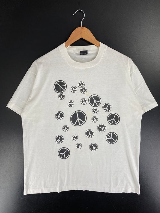 80’s PEACE SIGNS MADE IN USA Size XL Vintage T-Shirt / F8144T
