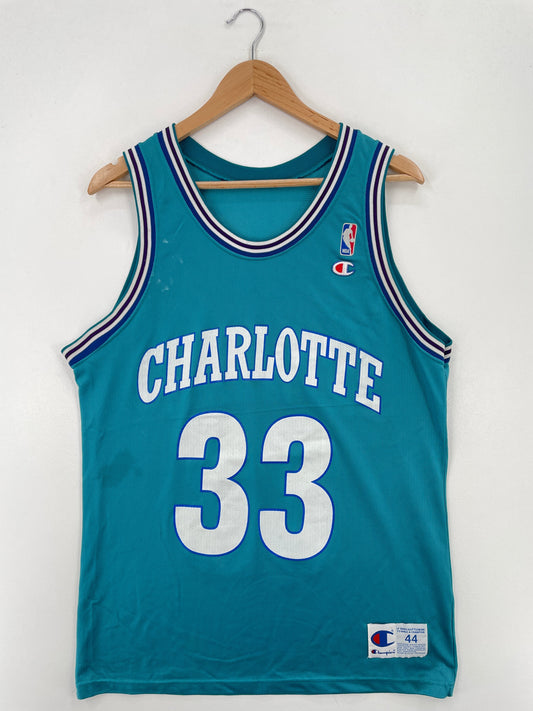 .90’s CHAMPION x CHARLOTTE HONETS 33 MOURNING Made in USA Size 44(XXL) Vintage NBA Jersey / F2009J