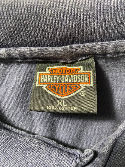 90's HARLEY DAVIDSON Made in USA Size XL Vintage long Sleeve Polo Shirt / G3173B
