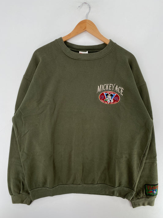 90’s DISNEY MICKEY ACE Size Approx.XL Vintage Sweat-shirt / F8547S
