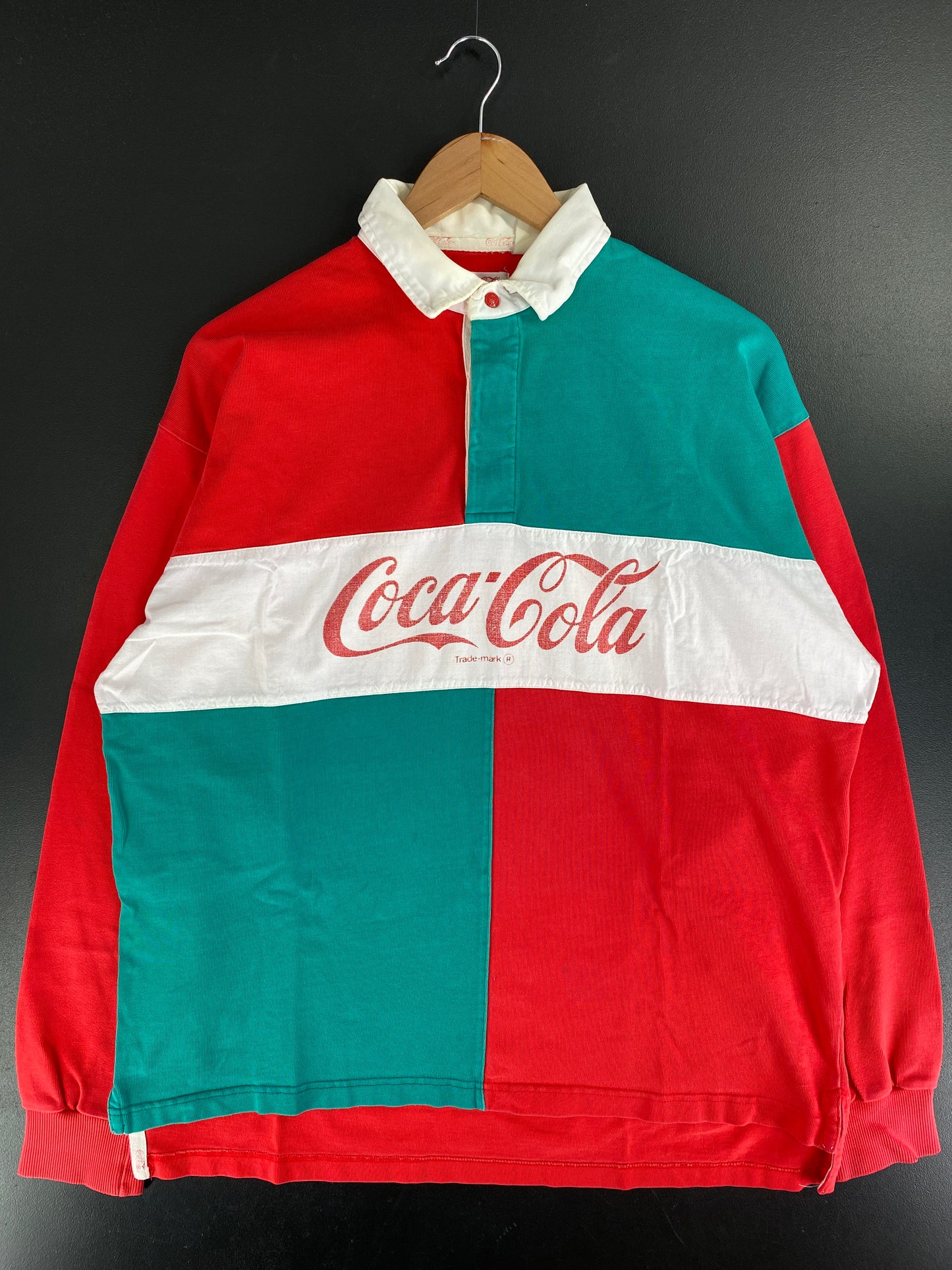 90’s COCA COLA Size Approx. XL Vintage Rugby-Shirt / F8625R