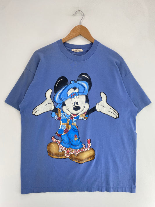 90’s DISNEY MICKEY Size Approx.XL Vintage T-Shirt / G2918T