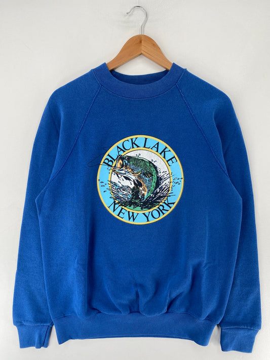 90's BLACK LAKE NEW YORK BASS Made in USA Size XL Vintage Animal Sweat-Shirt / F1871S