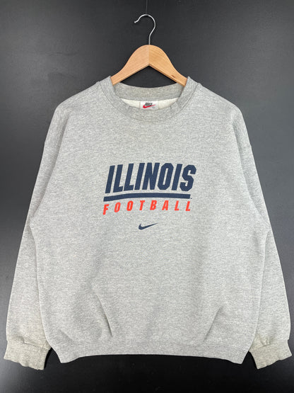 90's NIKE x ILLINOIS FOOTBALL Made in USA Size L Vintage College Sweat shirt / F7801S