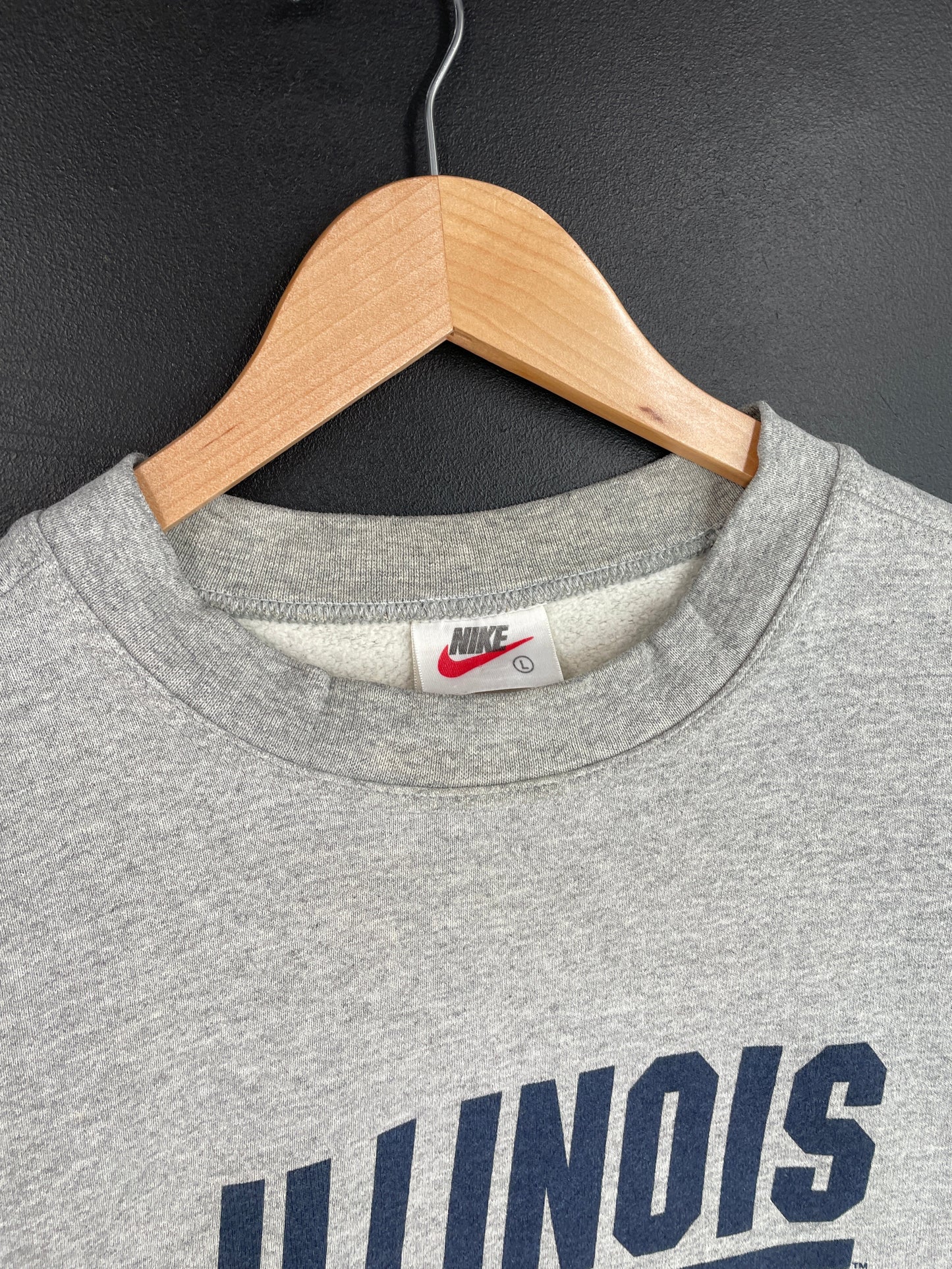 90's NIKE x ILLINOIS FOOTBALL Made in USA Size L Vintage College Sweat shirt / F7801S