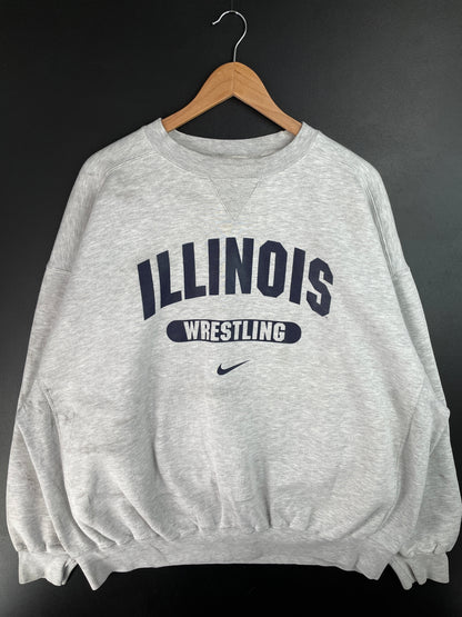 90's NIKE x ILLINOIS Size XL Vintage College Sweat-shirt / F2102S