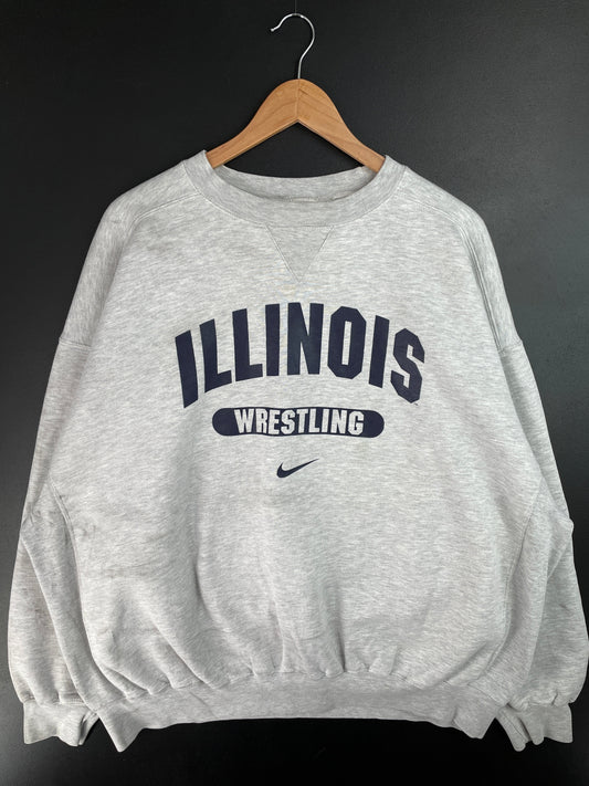 90's NIKE x ILLINOIS Size XL Vintage College Sweat-shirt / F2102S