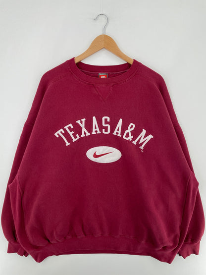 90’s NIKE x TEXAS A&M Size XXL Vintage College Sweat-Shirt / F2103S