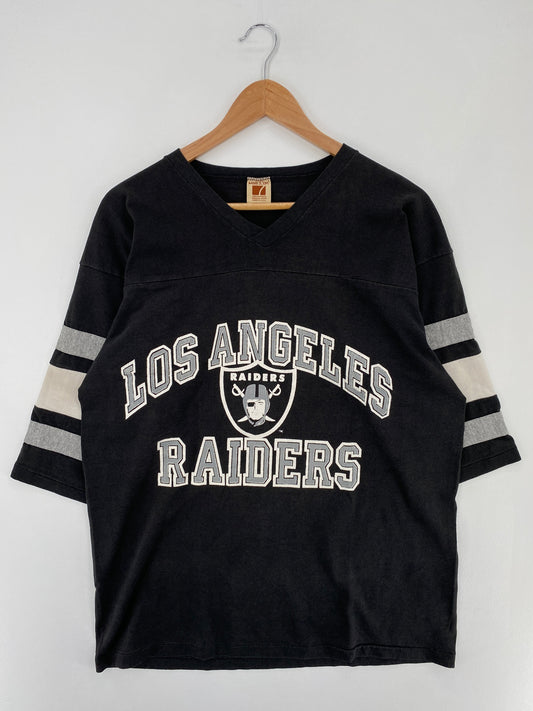 90’s LOS ANGELES RAIDERS Made in USA Size No Tag (Approx. XL) NFL T-shirt / F4827T