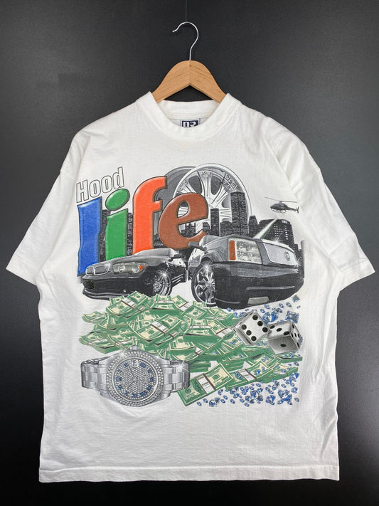 Vintage HOOD LIFE Size XL T-Shirt / G2992T