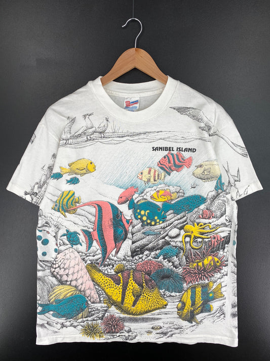 1992 SANIBEL ISLAND FISH Made in USA Size L Vintage T-Shirt / G2739T